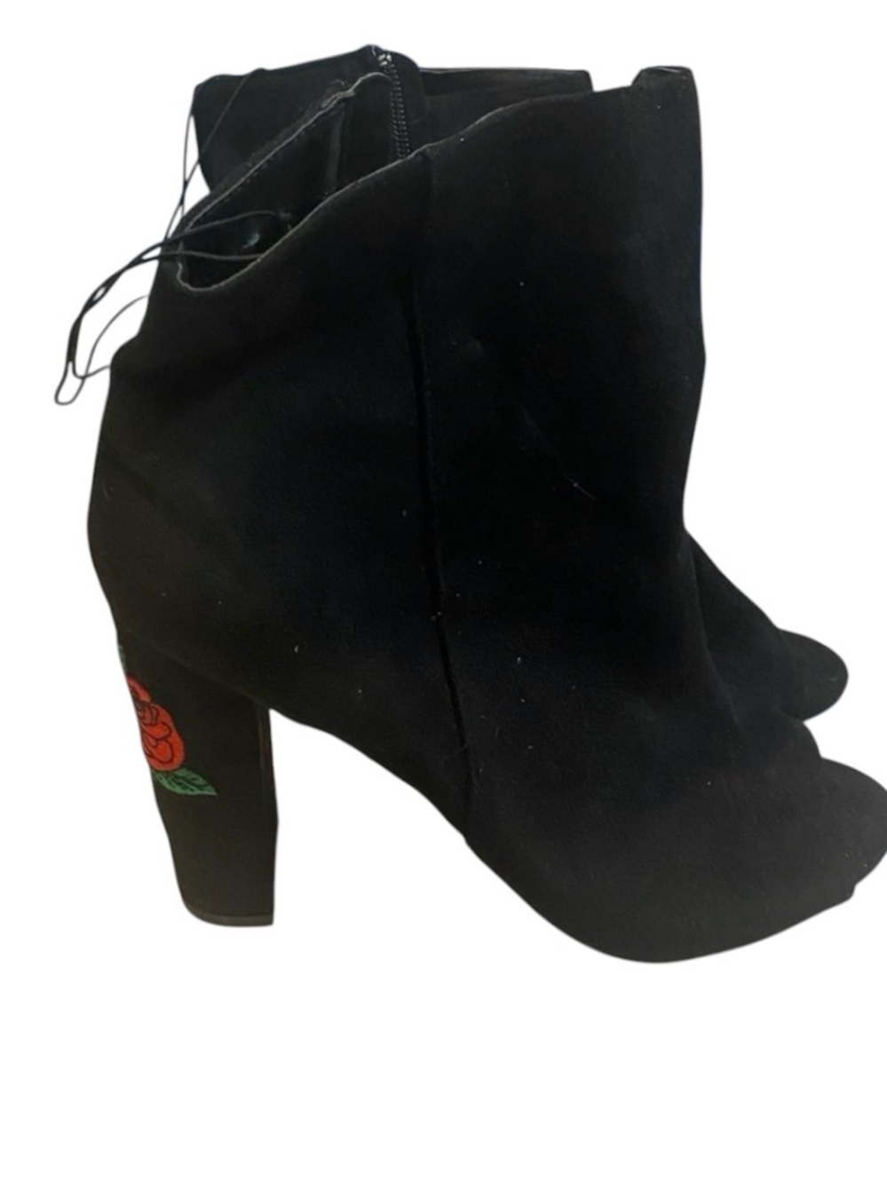 Romantic goth Open-toed ankle booties with rose detailing